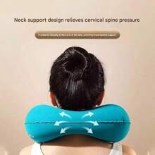 1pc Outdoor Camping Inflatable Pillow, Portable Travel Neck Pillow, Press To Inflate, Suitable For Travel, Easy To Store And Carry, Can Be Folded Into Airplane Pillow - Peacock Blue - View 5