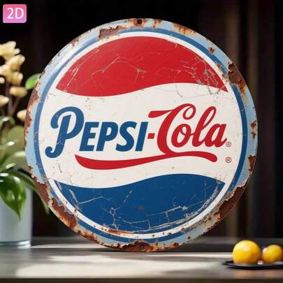 2D Flat - 1pc Vintage -Cola Aluminum Wall Sticker | Suitable For Garden, Kitchen, Bar, Room, Bedroom, Outdoor, Road, Garage, Club, Cafe, Restaurant, Festivals, Art Wall Decor, 19.99x19.99 Cm, Halloween Christmas Decorations