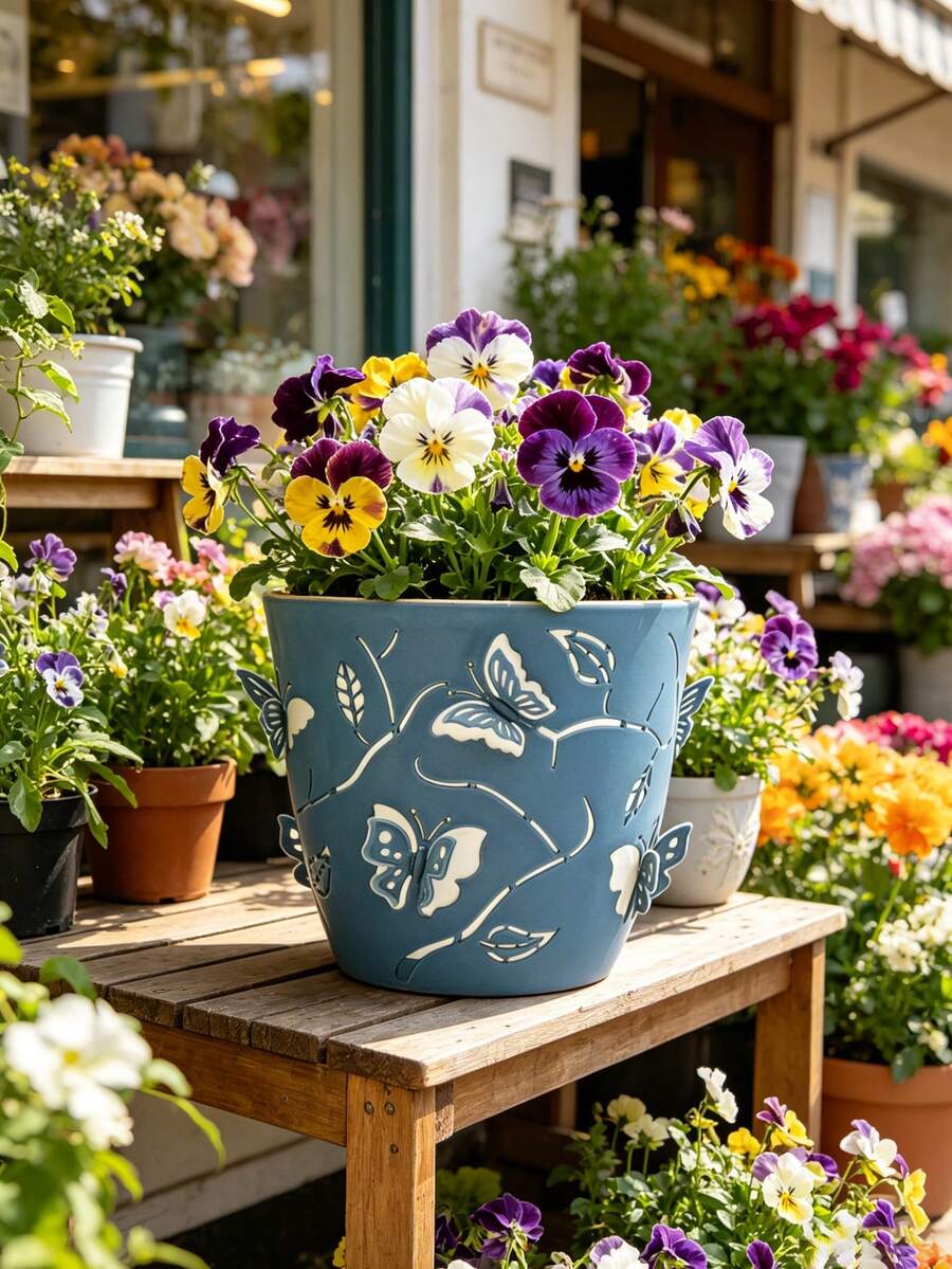 1pc Double-Layer Butterfly Pattern Planter, Multi-Color Insect Design With Drainage Hole, Plastic Succulent Pot Suitable For Succulents, Cacti And Crafts, Great For Windowsill Planting, Wedding Favors And Spring Garden Parties, Handmade, Suitable For Indoor And Outdoor Decor, Gardening Gift, Home Decoration - A - View 1