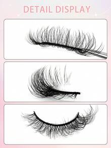 ENCHUW 5 paires de faux cils doux, épais, regard naturel, effet chat, effilés, faux cils moelleux et naturels - Noir - Voir 3
