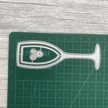 1件装酒杯金属切割模具，适用于卡片制作套装、压花纸模切、剪贴簿机、模板、收纳袋等用品 - 銀白色 - 查看 7