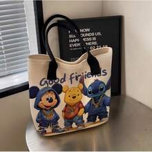 1 chiếc túi đeo vai kiểu chuột Mickey của Disney, túi vải canvas hoạt hình, túi đựng đồ đi học và đi làm. - Hình chữ nhật - Xem 4