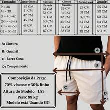 Men's Linen Comfort Shorts With Discreet Side Pockets And Elastic Waistband - Light Beige - View 4