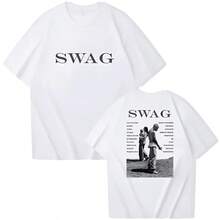 Bieber SWAG 2026 Justin Album T-Shirt Double-Sided Round Neck Short-Sleeved Shirt Fan Gift Season Fun Graphic T-Shirt-Vintage Street Style Unisex Loose Cotton Short Sleeve Crew Neck T-Shirt,Summer Tops Women,Y2k Tops,Cotton Tops,Black Top,T Shirt,Cotton T Shirt Women - 白色 - 查看 6