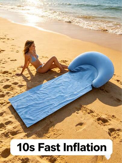 Outdoor Camping Inflatable Beach Mat, Compact Portable Simple Outdoor Camping Mat With Inflatable Pillow, Suitable For Beach Party, Bathroom Decor