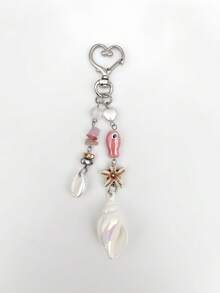 1 Peça Chaveiro Artesanal com Contas, Pingente de Concha, Estrela do Mar e Peixe, Acessório Fofo de Praia para Bolsa/Carro, Presente Ideal para Amigos, Família, Feriados, Dia das Mães, Dia dos Namorados, Formatura, Dia do Professor - Multicolorido - Visão 18