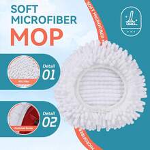 3 Pack Spin Mop Heads Replacements For Ocedar Easywring 1 Tank System Mop Replace Head Attachments, Microfiber Chenille Mop Pad Spin Mop Refill For O Cedar Mop Head - ColorA - View 4