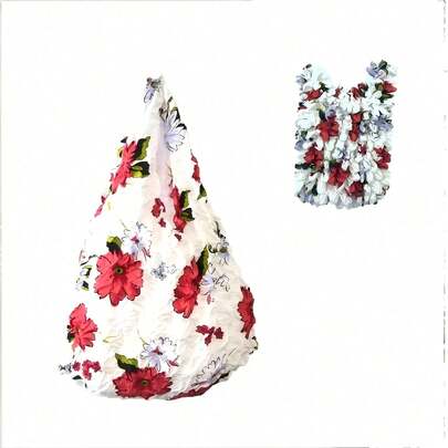 Expandable Magic Petal Design Shopping Bag - Can Hold Up To 20 Lbs, Adjustable From 6.5"X3.6" To 19.5"X15", Machine Washable Polyester Tote Bag, Suitable For Shopping, Travel, Gifts - 7 Vibrant Colors (Pink, Blue, Red, White, Yellow, Green, Navy)