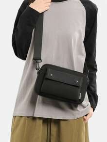 Minimalist Fashion Versatile Men's Shoulder Sling Bag - Black - View 3