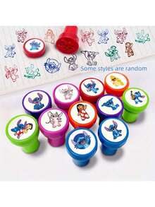 Bộ 12 con dấu phần thưởng chủ đề Stitch, đồ thủ công tự làm, quà tặng sinh nhật cho bé trai và bé gái. - Xem 2