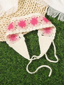 1 chiếc băng đô cài tóc thủ công móc len hình hoa trắng, phong cách Bohemian, thích hợp cho đi biển, mặc hàng ngày và đi nghỉ mát. - Hồng - Xem 15