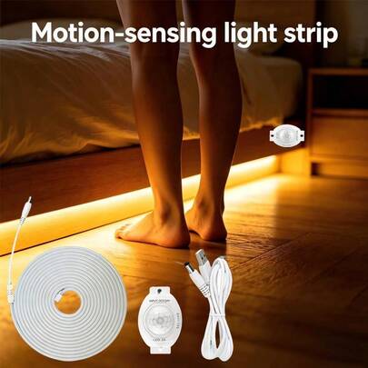 1 dải đèn LED cảm biến 5V, cấp nguồn USB, đèn neon LED dẻo. Có sẵn màu trắng và màu ấm. Bao gồm một bộ kẹp. Thích hợp cho phòng ngủ, phòng khách, nhà bếp, phòng thay đồ, v.v.