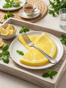 40 pezzi Tovaglioli di carta monouso con motivo al limone, Tovaglioli di carta quadrati arancioni semi-circolari, Tovaglioli decorativi con stampa al limone, Adatti per matrimoni all'aperto, feste di fidanzamento, matrimoni personalizzati, feste tropicali estive, hotel, decorazione tavolo da matrimonio, feste di compleanno - tessuto - Visualizzare 2