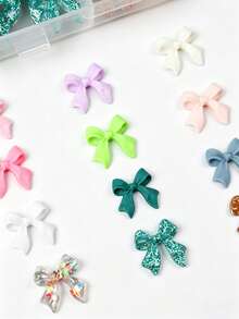 1 Box Multicolor Ribbon Decorations, Suitable For Spring And Summer, Small Bow Design, Can Be Used For Nail Art Decoration, Japanese DIY Small Bow Nail Art Decoration, Randomly Mixed Multicolor Nail Art Decoration - Multicolor - View 4