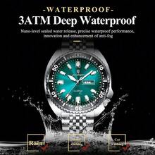 POEDAGAR Casual Sports Men's Stainless Steel Quartz Watch, Waterproof For Daily Use, Date Display, Sturdy And Durable - màu đen - Xem 3