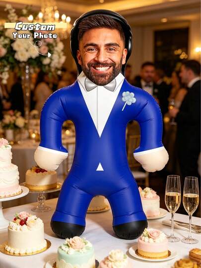 1 pieza Almohada inflable personalizada del novio con traje azul, inflable personalizado para despedida de soltera, regalo de broma único para él en la boda, regalo de broma único para ella en la ducha nupcial, Día de la Madre, ocasiones especiales