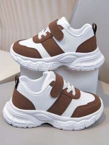 1 Pair Unisex New Low-Top Breathable Flat Casual Shoes, Soft Sole Non-Slip Infant Sneakers, Fashion Versatile Student Running Shoes, Lightweight Chunky Sneakers Suitable For All Seasons - Brown - View 2