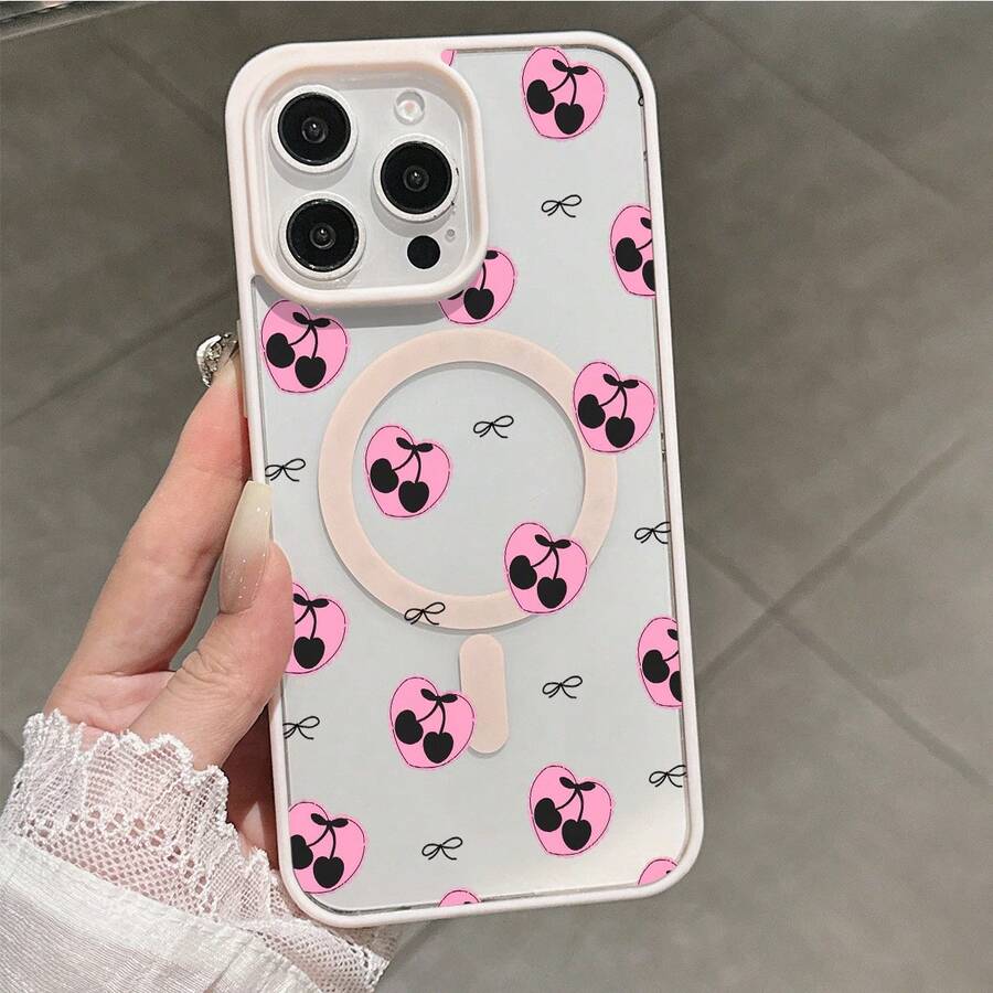 1个心形、樱桃、蝴蝶结亚克力透明手机壳，兼容 17/16 Pro、Galaxy S23/24、15 Pro/14 Pro，防摔硅胶硬壳 - 彩色 - 查看 1