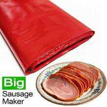 SISCCI 1m Length X 180mm Width Red Plastic Sausage Casing, Heat-Resistant Steaming And Boiling Red Sausage Film For Homemade, Commercial, Sausage, Grilled Sausage And Ham Sausage, Manual Sausage Stuffing Tool Casing - Red - View 1