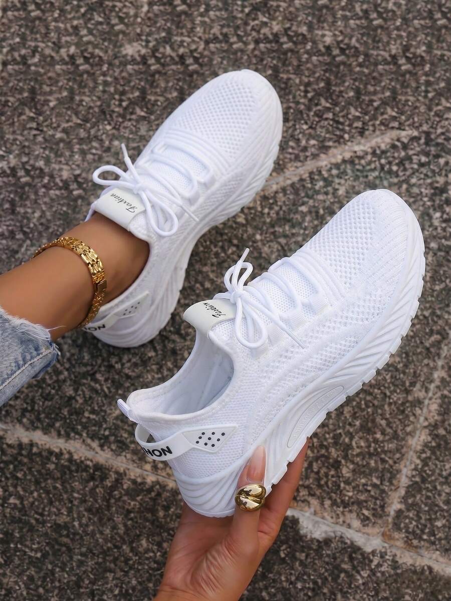 Retro Mesh Sneakers For Men & Women. Low-Top Lace-Up With Ankle Support, Non-Slip EVA Sole, Lightweight For Sports & All-Season Wear - Quality Upgrade White - View 1
