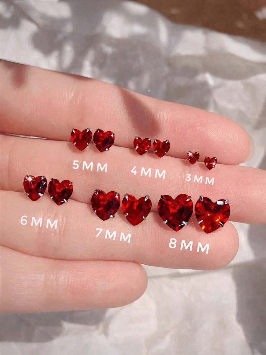 GAGAFEEL 1 Đôi bông tai bạc S925 thời trang và thanh lịch, bông tai kẹp tai bằng pha lê đỏ lớn dành cho nữ, thiết kế nhẹ nhàng sang trọng, thích hợp làm quà tặng sinh nhật, món quà trang sức tinh tế. - Bạc - Xem 1