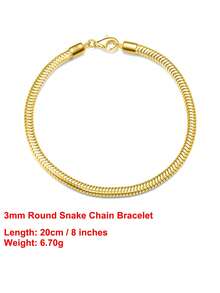 ORSA JEWELS 1 chiếc vòng tay bằng bạc 925 mạ vàng 14k, dây xích tròn 3mm hình rắn, trang sức đơn giản dành cho nữ, nam, quà tặng đám cưới, tiệc tùng, sinh nhật và Giáng sinh. Ít gây dị ứng và không phai màu. - SB100 - Xem 16