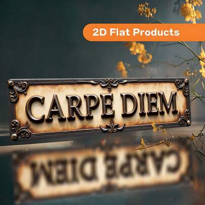 Trang trí tường 2D phẳng kiểu cổ điển với câu nói tiếng Latinh "Carpe Diem" - Tấm bảng treo bằng kim loại mộc mạc, thích hợp cho trang trí nhà cửa, văn phòng, nhà nông thôn, đồ trang trí treo hình chữ nhật bền chắc với khẩu hiệu tiếng Latinh, dễ lắp đặt, quà tặng ngày lễ (10x40cm/3.9x15.7in), 2D phẳng