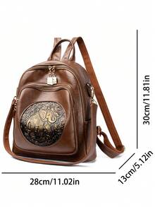 Mochila 2026 de diseño con estampado de elefante, de alta calidad en piel de PU, mochila de moda y de lujo para mujer, ideal para viajes - Marrón - Ver 5