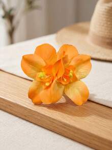 1pc Orange Tropical Flower Hair Clip For Women Girls, Large Orange Hibiscus Hair Pin Hawaiian Beach Floral Accessories For Summer Vacation Luau Party Wedding,Travel,Birthday, Claw Clips - Orange - View 1