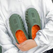 1 paire de sandales unisexes pour hommes en EVA, pantoufles de massage 2026, nouvelles pantoufles de sport décontractées pour l'extérieur, chaussures de plage mode pour couple, pantoufles pour hommes et femmes, convient pour les sorties quotidiennes, la marche, la plage, le bord de mer, les jeux, 36-47, pantoufles de salle de bain, convient pour le printemps, l'été, l'automne et l'hiver - Vert - Voir 7