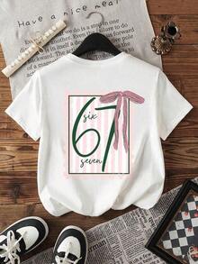 Soft 100% Cotton T-Shirt, 1 Piece, Plus Size Fashion Blouse, Casual Summer T-Shirt For Women, White, With A Perfectly Imperfect Touch, Breathable Cotton T-Shirt For Christmas, Matches Everything And Is Great. - 白色 2 - 查看 2