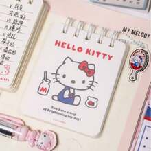 SANRIO 正品三丽鸥Hello Kitty顶部装订螺旋笔记本迷你口袋记事本（学生款） - 彩色 - 查看 8