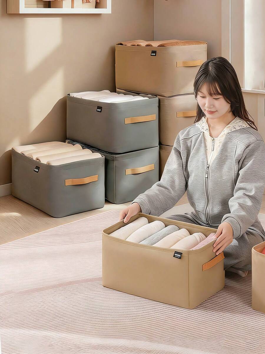 1/2/4pcs Clothes Storage Baskets, Underwire Non-Woven Storage Boxes, Student Dormitory Bedroom Non-Woven Fabric Storage Baskets - Suitable For Clothes, Socks, Underwear, Organization And Storage