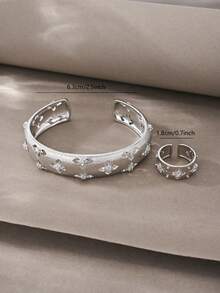 Silver Bracelet, Versatile Copper Inlaid Zirconia, Suitable For Daily, Gatherings, Dates, Enhancing Elegance - Silver - View 4
