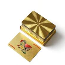 1副可重复使用的湿贴式黑金扑克牌，饰有金色字母和心形图案 - 柔韧塑料材质，适合作为圣诞节、感恩节礼物和派对装饰品 - 彩色 - 查看 1