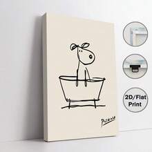 Tranh nghệ thuật tối giản đen trắng hình chó Bulldog trong bồn tắm - Tranh không khung sọc dọc, thích hợp cho phòng tắm, phòng khách - Trang trí tường hình chó nhỏ hiện đại, quà tặng cho người yêu chó, sử dụng ngoài trời. - Nhiều màu - Xem 17