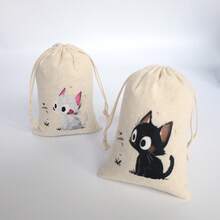 4个可爱猫咪造型旅行化妆包，抽绳首饰收纳袋，可折叠便携，适合旅行、运动、工作、学习、卧室和户外活动等场合。 - 彩色 - 查看 6
