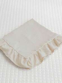 1pc Beige Tie Ruffle Edge Long Pillowcase (Pillow Insert Not Included), Comfortable Breathable Polyester Fabric Suitable For All Seasons, Applicable For Bedroom Scenes, Home Decor, Versatile Daily Fresh And Cute, Ruffle Edge Design, Bow Decor, Beige Aesthetic, Cute Bedroom Decor, Comfortable Bedding, Multifunctional Home Style - Beige - View 8