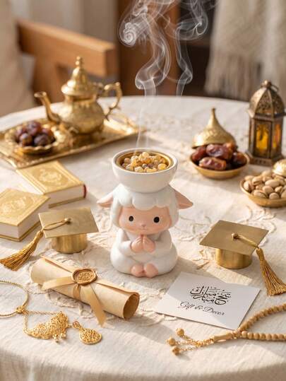1pc Cute Angel Sheep Aromatherapy Burner, High-Quality Resin Sheep Incense Holder, Adorable Sheep Decor Incense Stand, Home & Office Decor, Suitable For Islamic Eid Al-Adha, Birthday, Graduation Gifts, Great For Ladies And Sheep Lovers