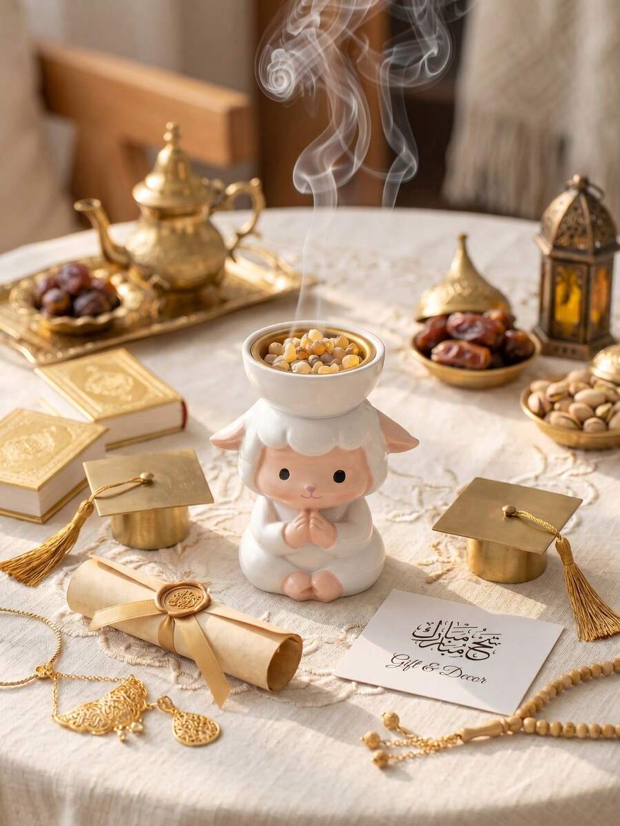 1 chiếc lư hương hình cừu thiên thần dễ thương, giá đỡ hương hình cừu bằng nhựa cao cấp, giá trang trí hương hình cừu đáng yêu, trang trí nhà cửa và văn phòng, thích hợp làm quà tặng cho lễ Eid Al-Adha, sinh nhật, tốt nghiệp, tuyệt vời cho phụ nữ và những người yêu thích cừu.