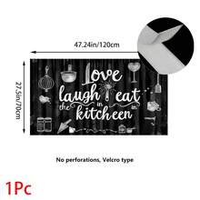 1pc, Home Decor, Cartoon Kitchen Pattern Printed Table Skirt, Kitchen Small Curtain, Kitchen Cabinet Cover Curtain, With Curtain Holes, Easy To Hang, Rectangular, Machine Woven, Machine Washable, Kitchen Decoration And Accessories, Perfect For Kitchen Cabinets And Home Decor - Multicolor - View 14