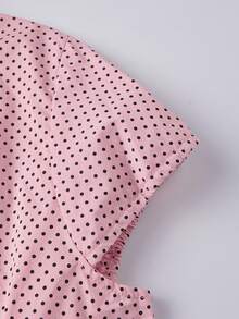 Women's Button Down Shirts Cap Sleeve V Neck Dots Print Slim Fit Tops Summer Shirts - Rosa - Ver 8
