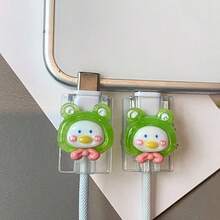 2 chiếc bọc cáp silicon trong suốt hình voi, ếch, thỏ dễ thương, dùng cho cổng Type-C 20W đa năng dành cho Android. - Nhiều màu - Xem 3