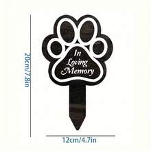 1pc 2D Acrylic Black Pet Memorial Cross Wooden Plaque With Paw Print, Grave Marker Signage - A - View 8