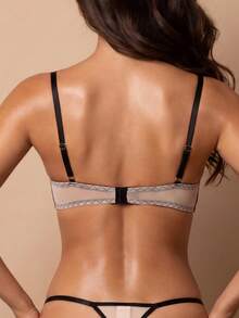 Women's Sexy Lingerie Set, European And American Embroidered Bra And Panty 2 Pieces Set, Luxury Floral Mesh Sheer Adjustable Bra And Panty Set - Black - View 2