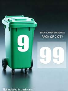 2pcs White Number Stickers For Outdoor Trash Cans, Self-Adhesive Number Stickers, Durable PVC Self-Adhesive, Large Commercial Grade, High Visibility Reflective Trash Can Labels, Suitable For Wheeled Trash Cans, Large Trash Cans, Car Trash Cans, Garage Organization - A - View 13