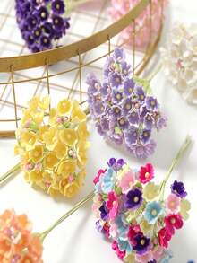 Mehrfarbiger Mini-Blumenstrauß aus Kunstblumen, kleine künstliche Blumenstiele, geeignet für DIY-Basteln, Hochzeits-Ansteckblumen, Scrapbooking, Dekoration und Brautstrauß-Accessoires - Verschiedenfarbig - Übersicht 7