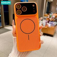 Ốp điện thoại Koolife 1 chiếc màu cam sáng và đen phối tương phản, chất liệu PC, thiết kế tản nhiệt thoáng khí, bảo vệ khung viền ống kính, chống trầy xước và chống rơi vỡ, tương thích với Apple 17/17 Pro/17 Pro Max/16/15 - Cam + Đen - Xem 8