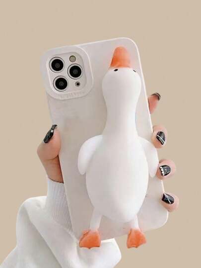 1 chiếc ốp lưng điện thoại hình vịt bóp giảm căng thẳng, bao phủ toàn diện, phù hợp với 11/12/13/14/15/16/17/Pro Max