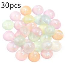 30-100pcs/Pack Mermaid Glow-In-The-Dark Ring Bases, 10-14mm Acrylic Coated Iridescent Flat Half-Round Cabochons, Handmade DIY Ring Pendant Jewelry Settings - Mermaid Luminous Ring - View 12